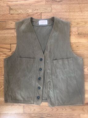 Filson Moleskin Olive Green Button Front Vest M